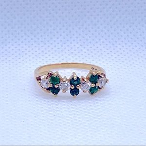 10K Gold Emerald & Diamond Band